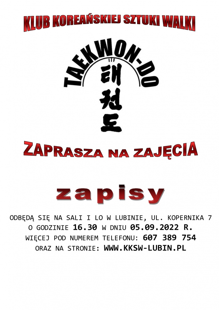 Zapisy na treningi Taekwon-do